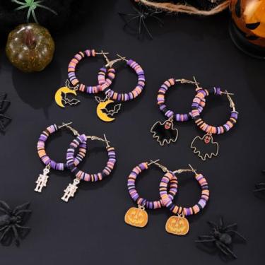 Imagem de Brincos femininos de Halloween, caveira, morcego, abóbora, fantasma, roupas de Halloween, acessórios de bijuteria, 2inch, Liga de aço, Sem pedra preciosa