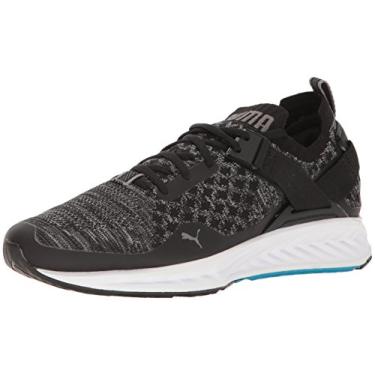Imagem de PUMA Tênis masculino Ignite Evoknit Lo, Puma Preto/Azul Danúbio/Sombra Silenciosa, 12