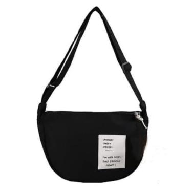 Imagem de Bolsa de ombro de lona portátil de grande capacidade durável feminina carteiro preta