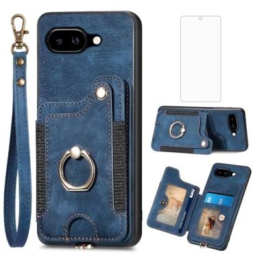 Imagem de Asuwish Capa de telefone para Google Pixel 9A capa carteira com protetor de tela de vidro temperado e alça de pulso RFID suporte para cartão de crédito anel acessórios para celular Pixel9A A9 5G