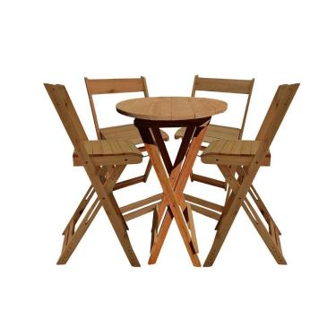 Imagem de Kit Bistrô 4 Banquetas Dobrável De Madeira Para Area Gourmet Mel