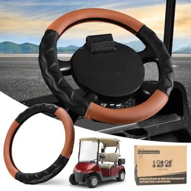 Imagem de 10L0L Capas de volante de carrinho de golfe de 33 cm para EZGO TXT&RXV, capa de volante antiderrapante de microfibra atualizada com couro PU