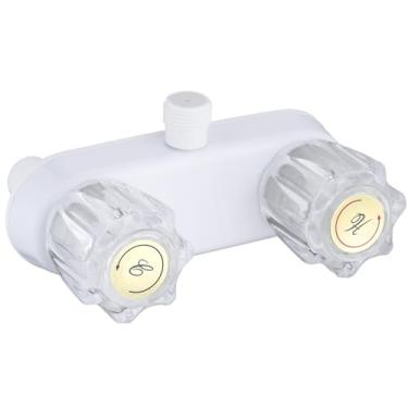 Imagem de Kit de montagem de desviador de válvula de chuveiro de trailer de 10 cm para trailer para trailer, controle de válvula de mistura de banheiro, externo (branco + puxadores de acrílico)