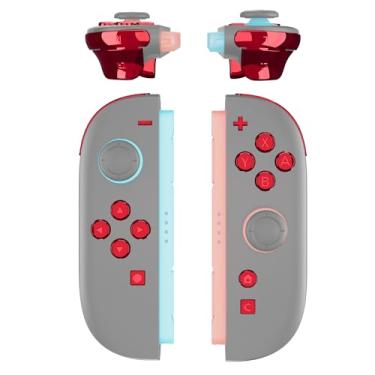 Imagem de eXtremeRate DIY Replacement Full Set Buttons for Joycon 2, Custom ABXY Direction Keys Dpad + - C Home Capture Release L R ZR ZL Trigger Buttons for Nintendo Switch 2 Controller - Chrome Red