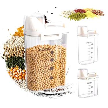 Imagem de Kit 2 Potes Hérmetico para Armazenamento com Copo Medidor de Plástico Pote Para Grãos Pote Farinha Premium