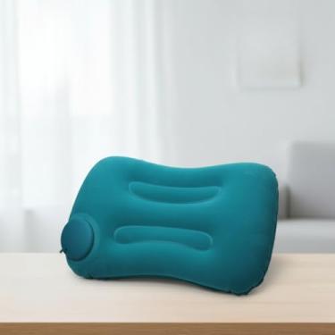 Imagem de Travesseiros de viagem, travesseiro inflável leve, almofada lombar, travesseiros portáteis compressíveis para dormir/caminhada/acampamento, Verde, 19x13"