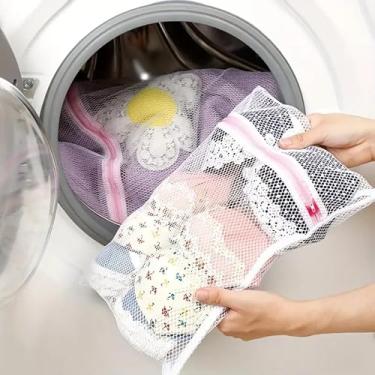 Imagem de 1 rede de lavanderia para máquina de lavar, bolsa de lavanderia com zíper para sutiã, viagem, sapatos, meias, roupas íntimas