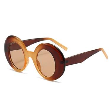 Imagem de Óculos de Sol Ovais Femininos em Cores Candy, Estilo Punk Masculino, para Esportes ao Ar Livre, Corrida e Ciclismo, Cor Marrom Chá Champagne
