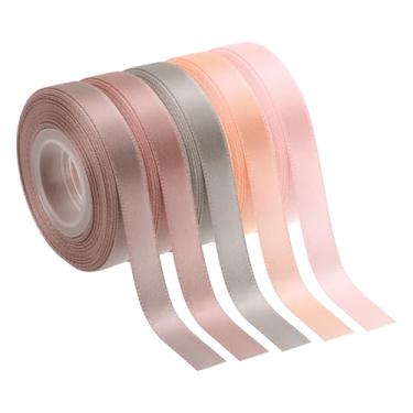 Imagem de PATIKIL Fita de cetim sólida de 9,5 cm x 50 metros, 5 peças de rolo de fita de tecido de poliéster face única para embrulho de presente, artesanato, casamento, aniversário, buquê, arcos de cabelo