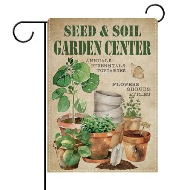 Imagem de Dyrenson Bandeira decorativa de centro de jardim de sementes e solo, planta em vaso, jardim botânico, decoração externa para casa, presentes para amantes de plantas de jardinagem, horticultura