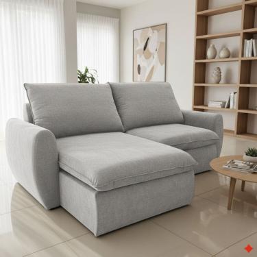 Imagem de Sofá Retrátil e Reclinável 270cm Cúbica Pietro Cinza Claro