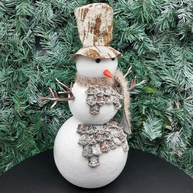 Imagem de Boneco De Neve Cartola Cachecol Enfeite Natalino Isopor 34cm