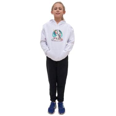 Imagem de Conjunto Infantil Menina Estampa Unicornia Colorida Blusa Canguru e Calça Moletom Toque Macio
