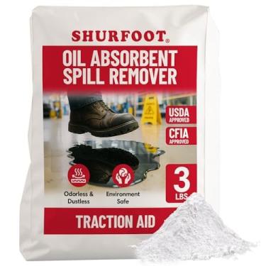 Imagem de SHURFOOT Absorvente de óleo antiderrapante de 1,4 kg – Controle de derramamento de alta tração, supressor de vapor para gelo, água e óleos – Absorvente de piso seco aprovado pelo USDA – inodoro