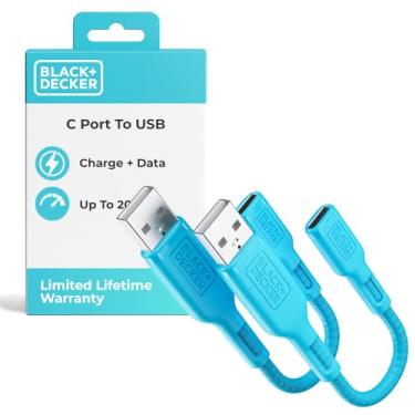 Imagem de BLACK+DECKER Adaptador USB C para USB [pacote com 2], cabo OTG tipo C fêmea para USBA macho OTG adaptador USBA para USBC compatível com MacBook Pro/Air, iPhone 16/15, Samsung Galaxy S24/S23/S22, azul