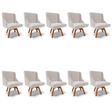 Imagem de Kit 10 Cadeiras Estofadas Base Giratória De Madeira Lia Veludo Cinza - Ibiza