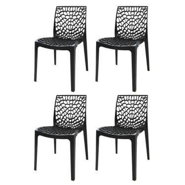 Imagem de Kit 4 Cadeiras Gruv Rivatti 45cm Monobloco Pp Preto
