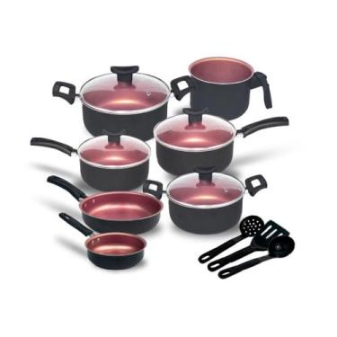 Imagem de Jogo de Panelas Antiaderente 9 Peças com Tampas de Vidro e Utensílios 