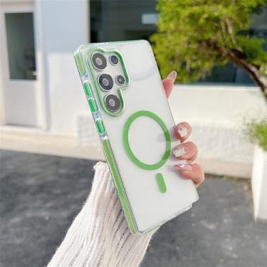 Imagem de Capa rígida magnética de acrílico transparente de luxo, verde, para Galaxy A15 5G
