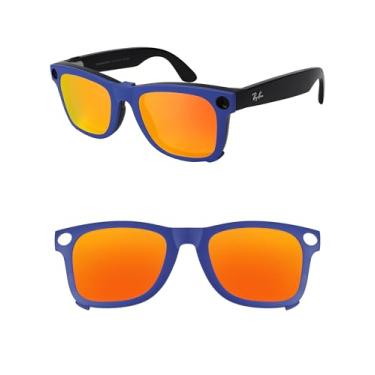 Imagem de HILEEN Clipe polarizado para Ray-Ban Meta Wayfarer RW4008 e Gen 2 RW4012 Grande 53-22 para homens mulheres proteção UV vermelho fogo