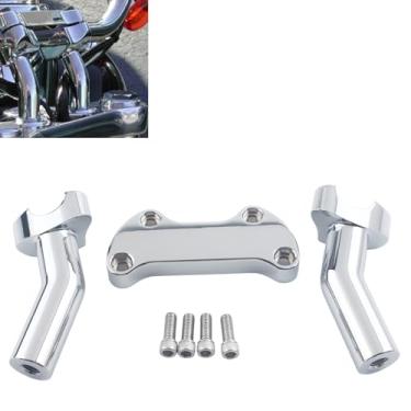 Imagem de FINMOKAL Kit de braçadeira superior para guidão cromado de 10 cm de altura, compatível com Harley Dyna Wide Road Glide Softail Sportster Street Bob