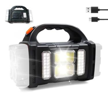 Imagem de GEEBONFLUGENS Lanterna solar versátil com dois modos de carregamento | 4 modos de luz USB/energia solar | Carregador de emergência portátil e luz de acampamento ao ar livre (prata)