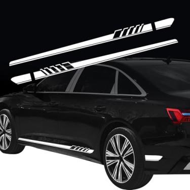 Imagem de HQRNYP 2 peças de decalques laterais para carroçaria, adesivos automotivos personalizados de 225 cm x 4,52 m, acessórios automotivos, decoração externa, esportes, corridas, adesivos autoadesivos