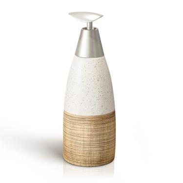 Imagem de Dispensador de sabão de cerâmica com bomba de plástico – Dispensador de líquido recarregável de 340 g para banheiro, cozinha, escritório, hotel, Airbnb ou aluguel de férias (Tipo D)