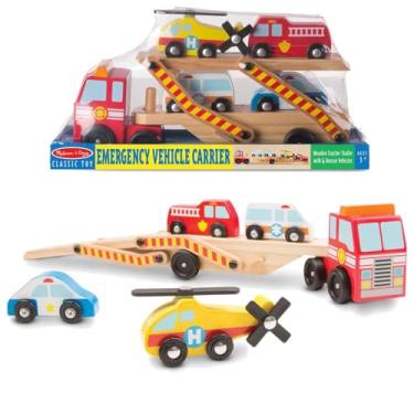 Imagem de SUNNY, Melissa & Doug, Caminhão Cegonha de Madeira, Carrinho Resgate, Acima de 3 anos