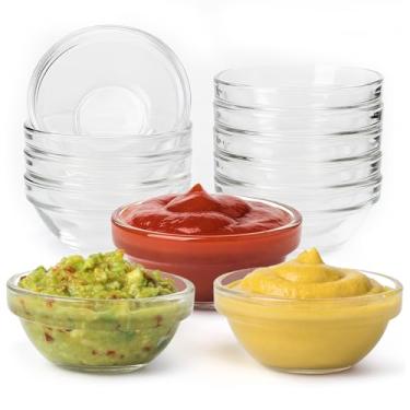 Imagem de CAOXIAOXUYAO Pacote com 12 tigelas pequenas de vidro, mini tigelas de preparação de vidro - 42,5 g pequenos ramequins para condimentos, tigelas de ingredientes de vidro transparente, molhos, mini