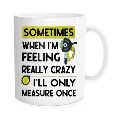 Imagem de SAPUWE Presentes de carpinteiro, caneca de carpinteiro, caneca de café carpinteiro marceneiro - Meça duas vezes cortada uma vez - xícara de chá de faz-tudo, presente de carpintaria engraçado, caneca