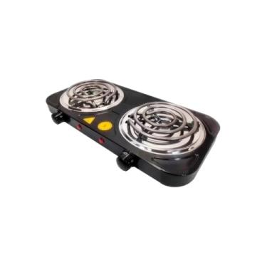 Imagem de Fogão Elétrico Portátil 2 Bocas, 2000W, 220V, Antiaderente, 43x21x4cm, 5 Níveis de Temperatura, para Camping e Eventos