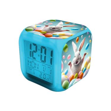 Imagem de Despertador com tela LED colorida digital Easter Bunny