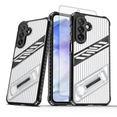 Imagem de Asuwish Capa de celular para Samsung Galaxy S23 FE 5G com protetor de tela de vidro temperado e suporte resistente à prova de choque híbrido suporte rígido acessórios S 23 EF S23FE 23S feminino