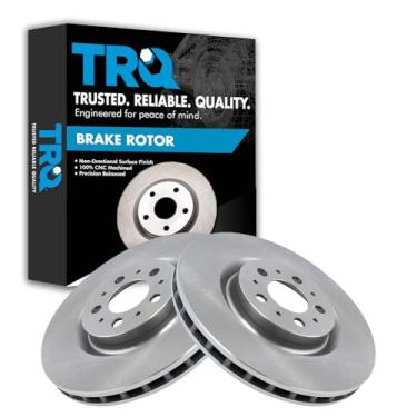 Imagem de TRQ Conjunto de par de rotores de freio a disco dianteiro para Volvo S60 2004-2007/2004-2007 Volvo V70 / Modelos com rotores de 330 mm de diâmetro de 13"