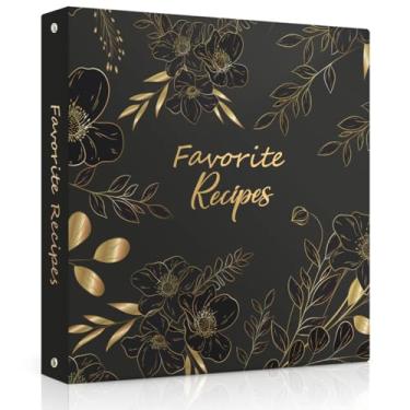 Imagem de Fichário de receitas, 21 x 27 cm, 3 anéis, livro de receitas para escrever em suas próprias receitas, organizador de receitas com cartões, mangas e divisórias, fichário de receitas página inteira