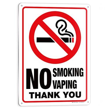 Imagem de iSYFIX Placa de proibição de fumar e não vaping – 1 pacote de 25 x 35 cm – 100% livre de ferrugem, placas de alumínio .040, laminadas para melhor resistência aos raios UV, clima, arranhões, água e