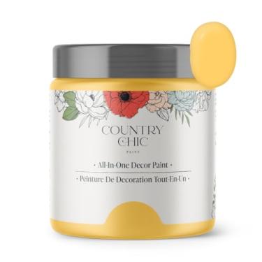 Imagem de Country Chic Paint - Tinta multifuncional estilo giz para móveis, decoração de casa, armários, artesanato, ecológica, tinta fosca, galochas amarelas [amarela] 227 g