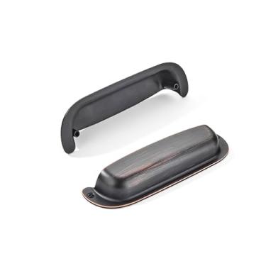 Imagem de khtumeware Pacote com 10 puxadores de gaveta retrô com orifício central de 4" (102 mm) puxador de armário bronze polido a óleo puxadores de armário ferragens de banheiro puxadores de gaveta puxadores