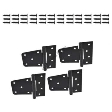 Imagem de H7EA 4 peças de dobradiças para portão de ferro preto resistente de substituição para dobradiça de portão de celeiro