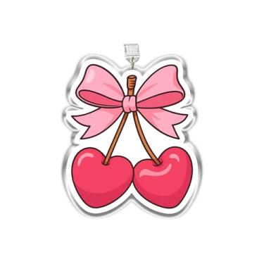 Imagem de MEIYSTICK Amuleto de tampão de poeira coquete com laço cereja coração, berloques Kindle feminino, plugue de pó de acrílico tipo C ou relâmpago, pingentes de acessórios Kindle, pingente de laço de fita