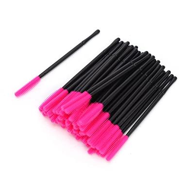 Imagem de 50 unidades/conjunto de pincéis descartáveis ​​para cílios, pincéis de maquiagem, aplicador de rímel, ferramenta de beleza, salão profissional, uso doméstico, silicone, amarelo, (Rosa Vermelha)
