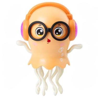 Imagem de Água-Viva Dançante Interativa com Luzes LED e Música, Brinquedo Educativo Omnidirecional, Funciona com 3 Pilhas AA não Inclusas- Toque e Anda- Divertido para Crianças-Cor Laranja