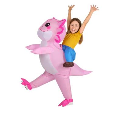 Imagem de Fantasia infantil inflável de axolote – fantasias engraçadas de Halloween para meninas e meninos, roupa de passeio para festa e cosplay, rosa, LXL