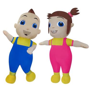 Imagem de eLUUGIE 2 Packs Funny Inflatable Baby Boy and Baby Girl Costume Blow-up Suit/Outfit for Adults/Halloween/Gender Reveal Party/Baby Shower