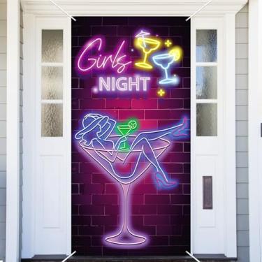 Imagem de Taça de vinho neon faixa de capa de porta de menina faixa tema meninas gostosas fotografia fundo para feliz aniversário festa de casamento suprimentos foto cabine fundo adereços decoração