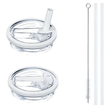 Imagem de Pacote com 2 tampas Stanley de substituição de 1,134 g, para Stanley Quencher H2.0, design à prova de derramamento, material antiqueda e resistente ao calor (branco)