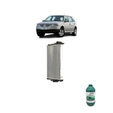 Imagem de Kit Radiador VW Gol 1000 AE 97> C/AC + Aditivo Lubrax Verde Concentrado 1L