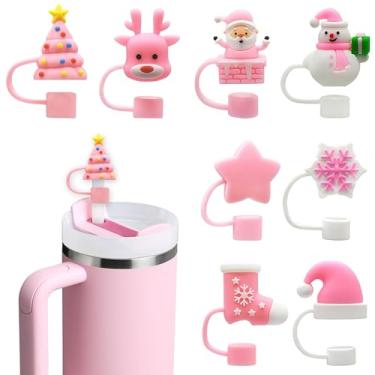 Imagem de HATOTO Capas de palha Stanley de Natal para Stanley Cup, topos de palha de inverno 3D para Stanley, topo de silicone de grau alimentício de desenho animado, tampa de canudos reutilizáveis de Natal