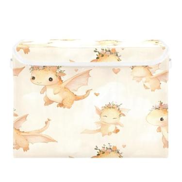 Imagem de SEHANY Cestas de armazenamento engraçadas de dinossauro com tampas, organizador de caixa de armazenamento dobrável, caixas de armazenamento de armário de tecido para roupas cobertor de escritório